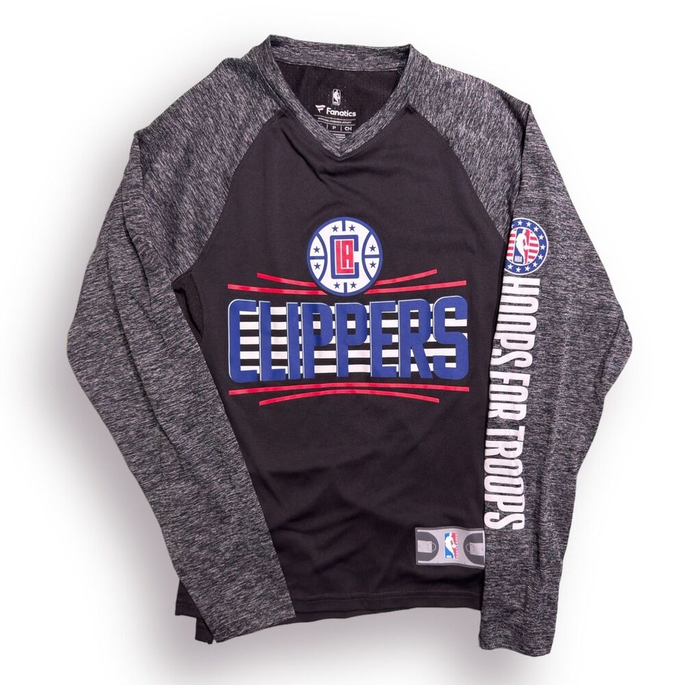 Fanatics NBA LA Clippers Long Sleeve Shirt Hoops for Troops‎ Grey Size Small